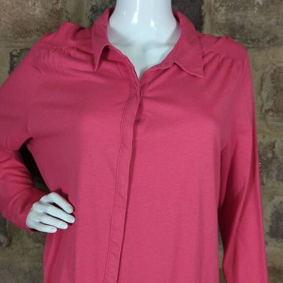 J. Jill pink button up cotton & modal shirt size XL Long Line Soft Long Sleeve - Picture 2 of 12